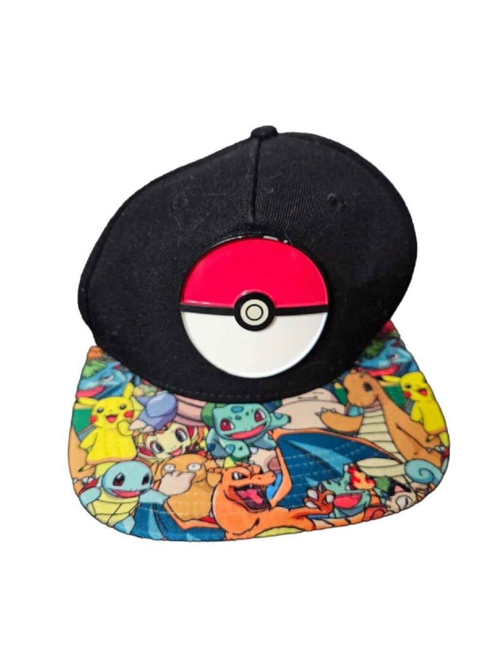 Pokemon One Size Fits Most Snapback Flatbill Adjustable Black Cap Hat
